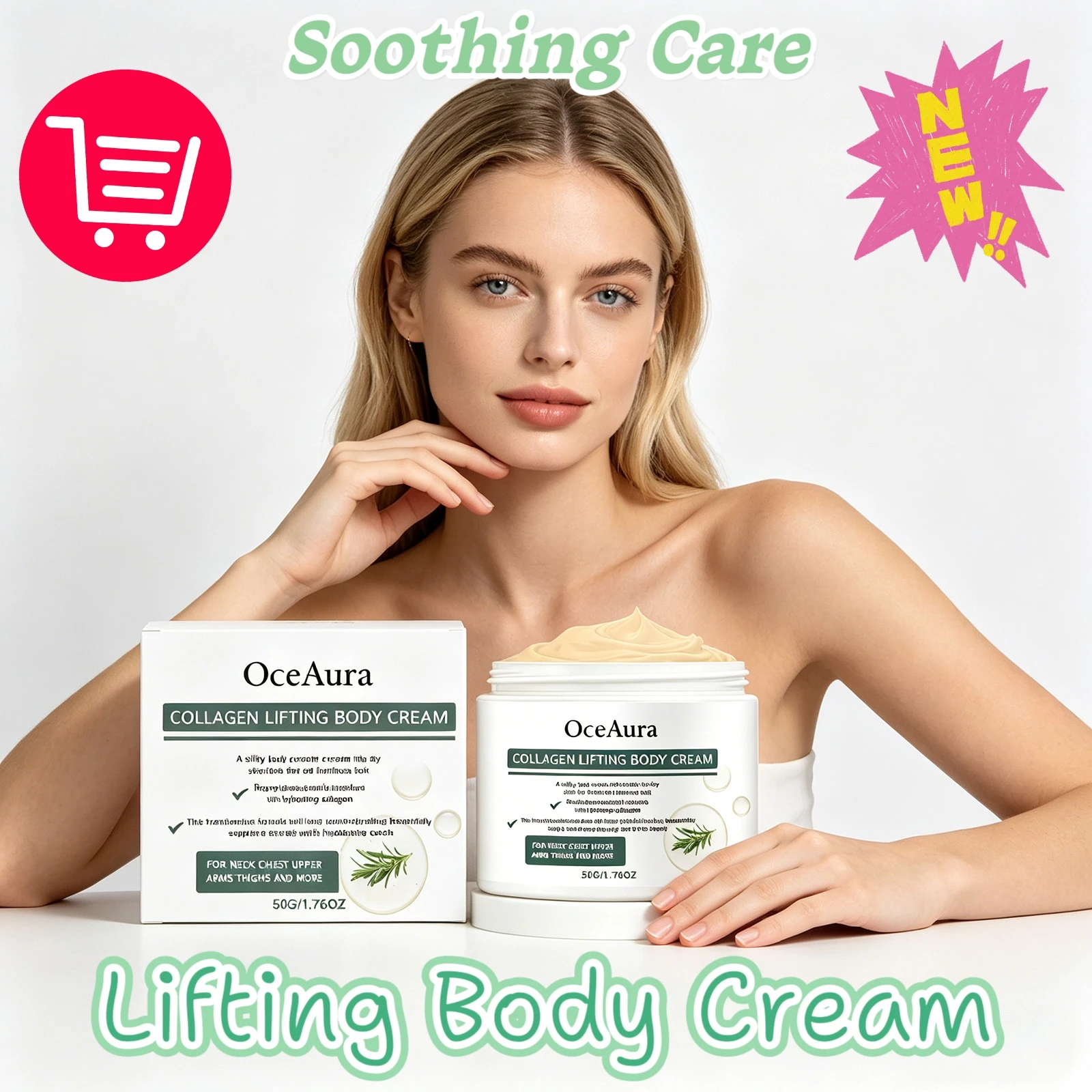 OceAura Collagen Firming Body Cream Anti Sagging Neck Arm Thighs Wrinkle Removal Luminous Moisturzing Skin Tightening Body Balm