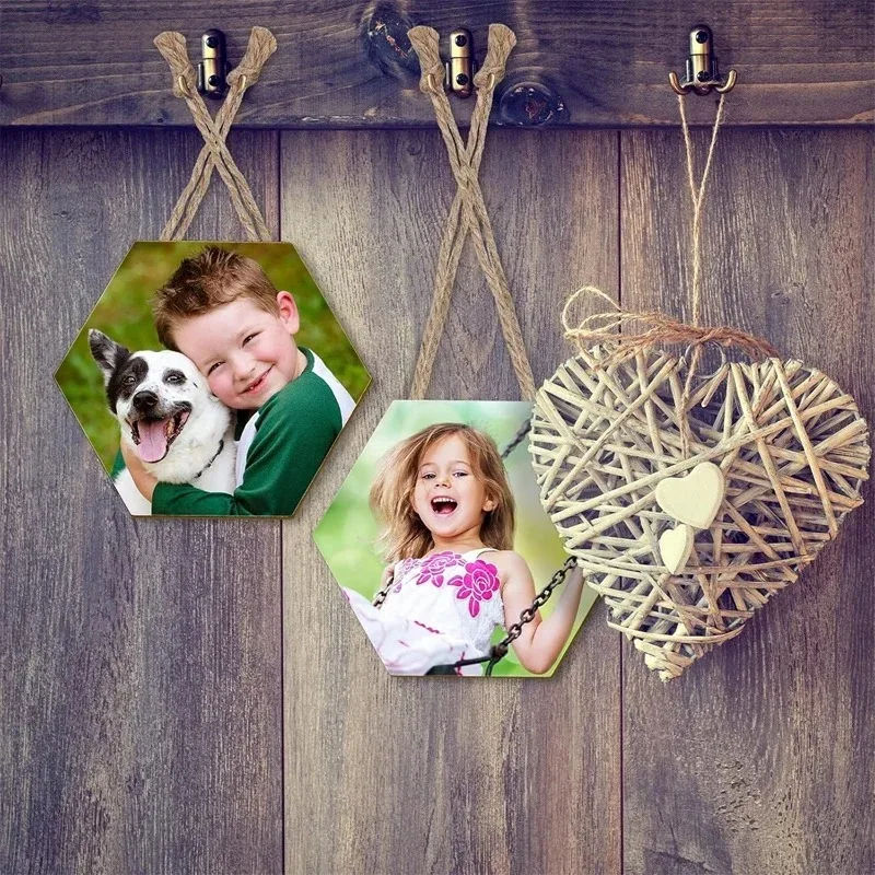 50PCS 4CM Unfinished Wood Hexagon Pieces Wooden Hexagon Cutouts Blank Hexagon Slices Wooden Chips Embellishments for DIY Crafts view 6