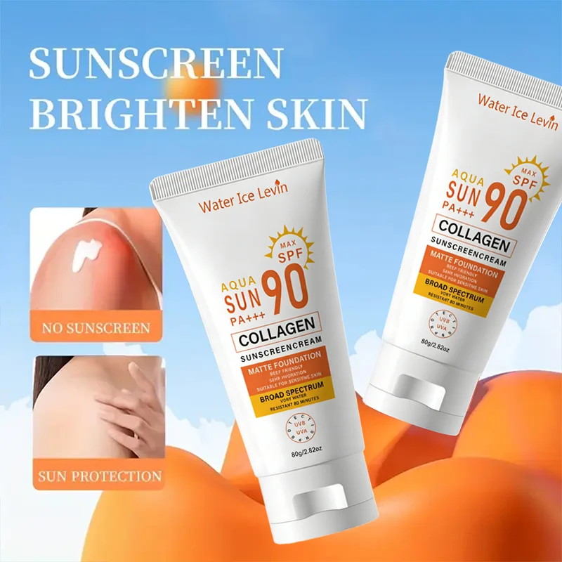 SPF 90 PA+++ Collagen Sunscreen Cream - Broad Spectrum, Water Resistant, Matte Finish, Reef Friendly for All Skin