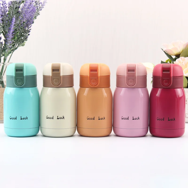 Cute Thermal Water Bottle for Children Thermos Mug with Straw and Bottle Cover Stainless Steel Insulated Cup Drinkware 200ML