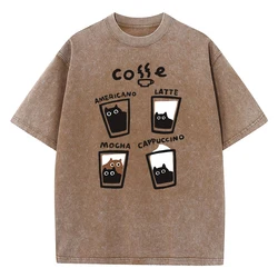 Black Four Different Flavors Of Coffee T-Shirts Men'S Vigor Cotton T-Shirt Originality Loose Tees Normcore S-Xxxl Short Sleeved