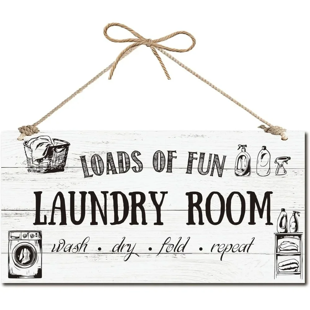 Laundry Wood Hanging Sign Laundry Sign for Front Door Decor Wooden Rustic Farmhouse Sign Wall Hanging Plaque Decorative