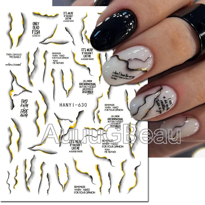 3D Nail Art Aufkleber Wellen Murmeln geometrische Linien blühen raucht selbst klebende Schieber Nagel Aufkleber Dekoration für Maniküre