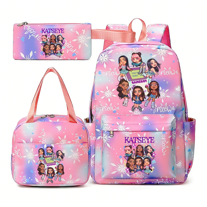 Katseye Music Backpacks Leisure Shoulder Bag Women Men Laptop Mochila shoolbag Travel Rucksack for Female Mele 3pcs