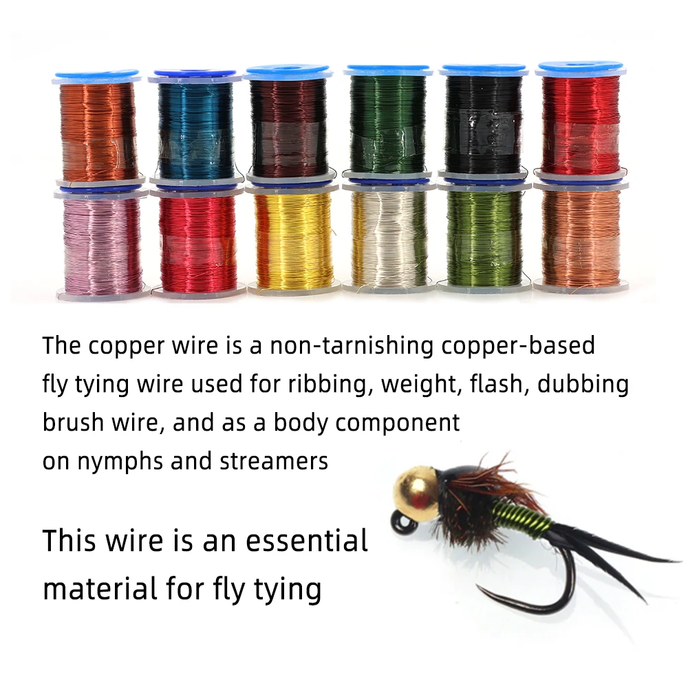 0,2mm Kupferdraht Fliegenbinden Metallfaden Ultrafeiner Draht für Copper John Midge Larven Segmentierte Körperrippen Fliegenbindematerial – Detail 3