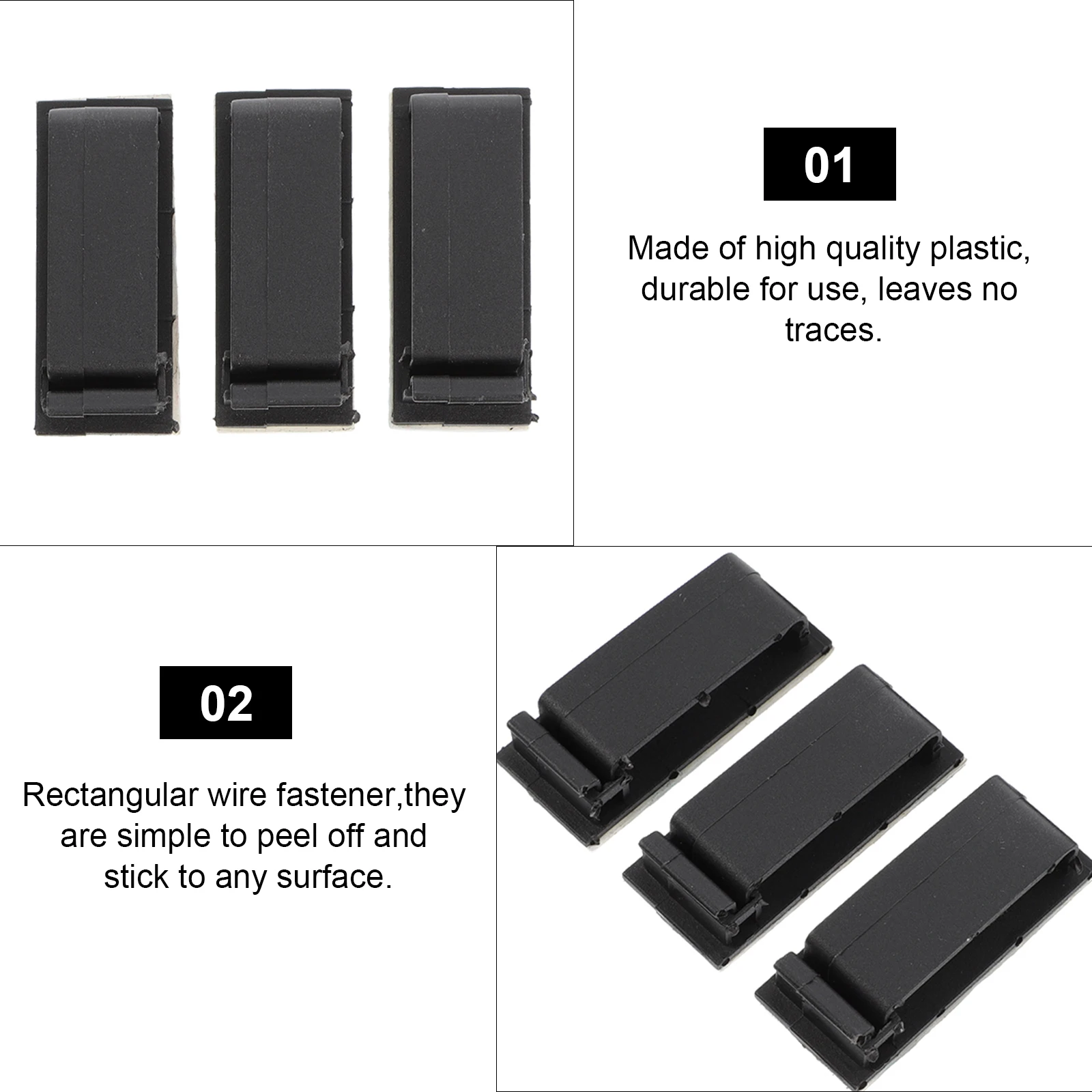 

10pcs Cable ganizer Self Adhesive Desk Wire Management Clips Plastic Holder Cord Clamp Storage Fixer Durability