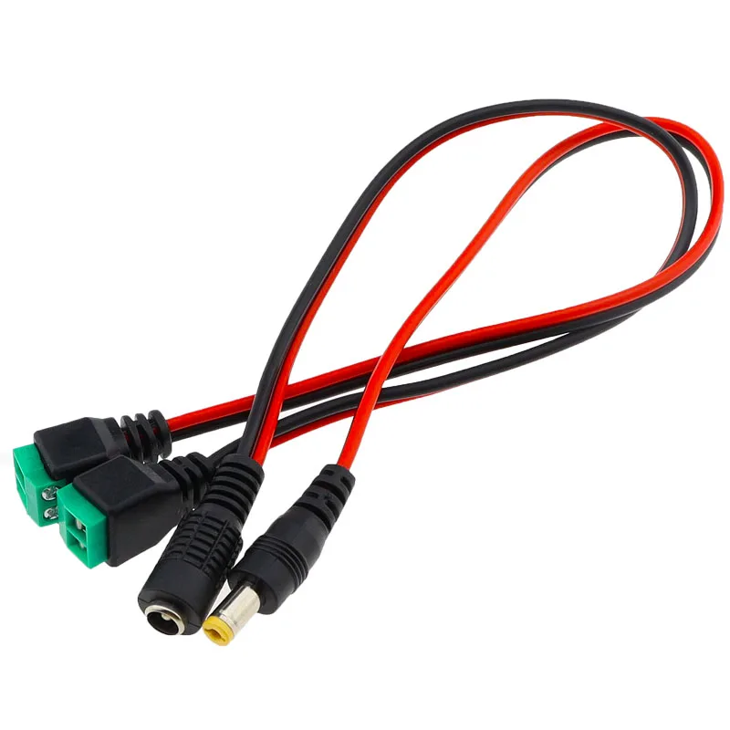 

1 Set 30CM Wire Green Male + Female 12V 2.1x5.5MM DC Power Jack Plug Audio AUX Free Welding Socket Connector Monitor Connectors