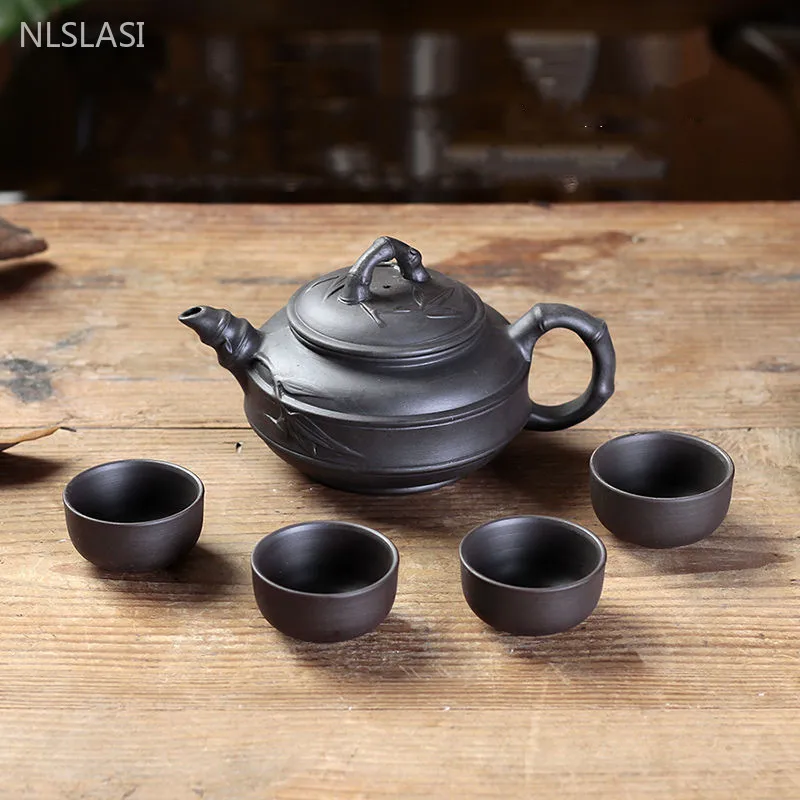 1 Pot & 4cups Without Base Yixing Purple Sand Tea Set Travel Portable Tea Suit Chinese Tea Ceremony Supplies Productos Chinos