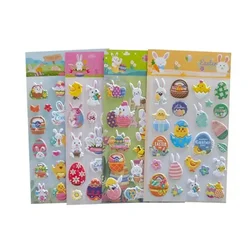 4Pcs 3D DIY Puffy Easter Cute Stickers Cartoon Bubble Party Sticker Gift For Kids Happy Easter Activity Party Decor Supplies
