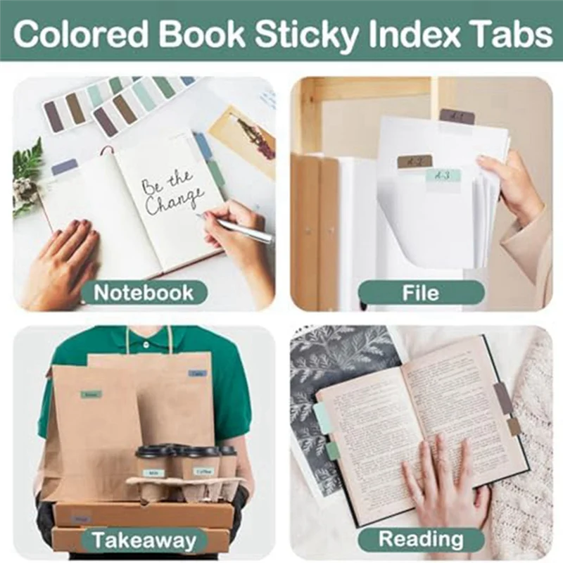 A19E-Sticky Index Tabs Multicolor Self-Adhesive Book Tabs Writable Page Tabs Transparent For Notebooksfiles