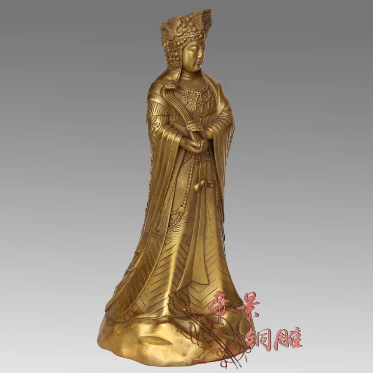 23CM office family shop efficacious brass Sea God Mazu Guanyin bronze statue-bless Safety luck Talisman