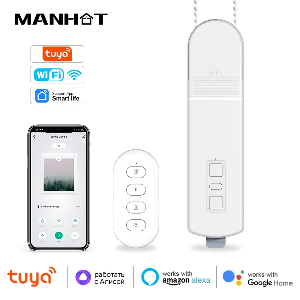 

Tuya WIFI Smart DIY Motorized Roller Blinds/Shades Chain Pull Bead Motor Smart Life APP Remote Control Alexa Google Home Alice