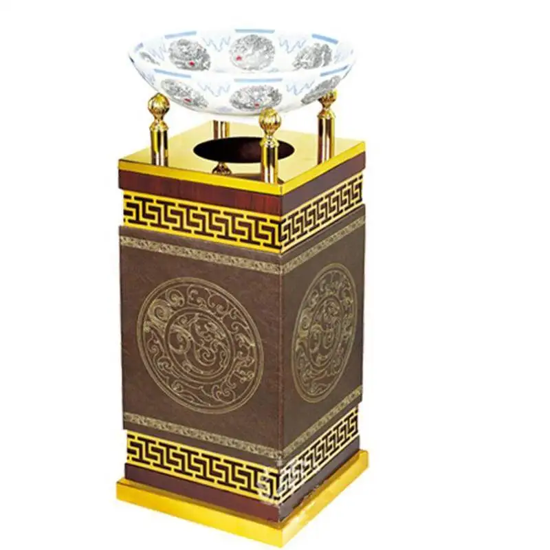 Southern Treasure Pillar Soot Bucket Light Brown Color-changing Pattern Floor Ashtray Hotel Garbage