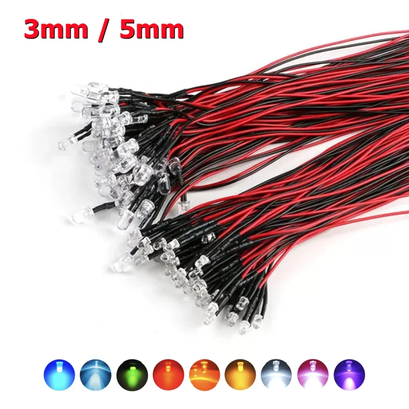 10Pcs 3mm 5mm LED Light 3V-12V Multicolor RGB Light-Emitting Diode For RC Model Car Pilot lamp Traxxas TRX4 Axial SCX10