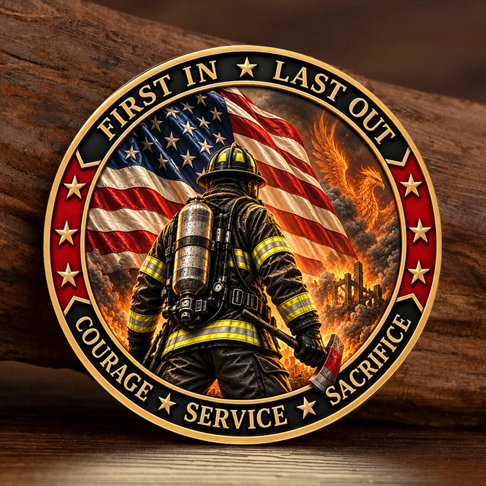 Firefighter Challenge Coin First in Last Out Fireman Non Sibi Sed Aliis Honor Collection Coin Gift for Firefighters