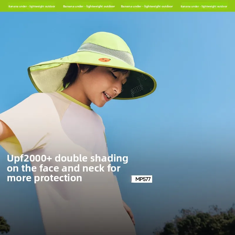 Banana Leaf BM577 Unisex Children's Multi-Functional Sun Protection Hat with Large Brim Full Protection Black Glue Hat for ...