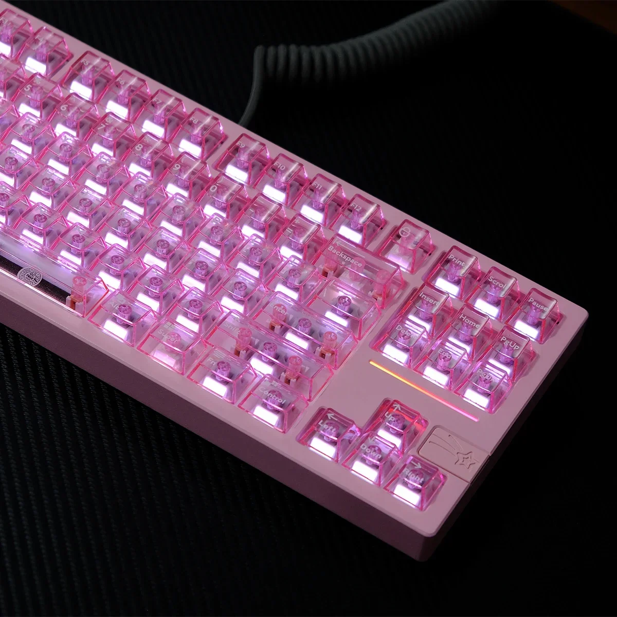 Pink transparent keycap PC material pad printing 114 keys Original factory highly suitable for ATK and other wireless mechanical