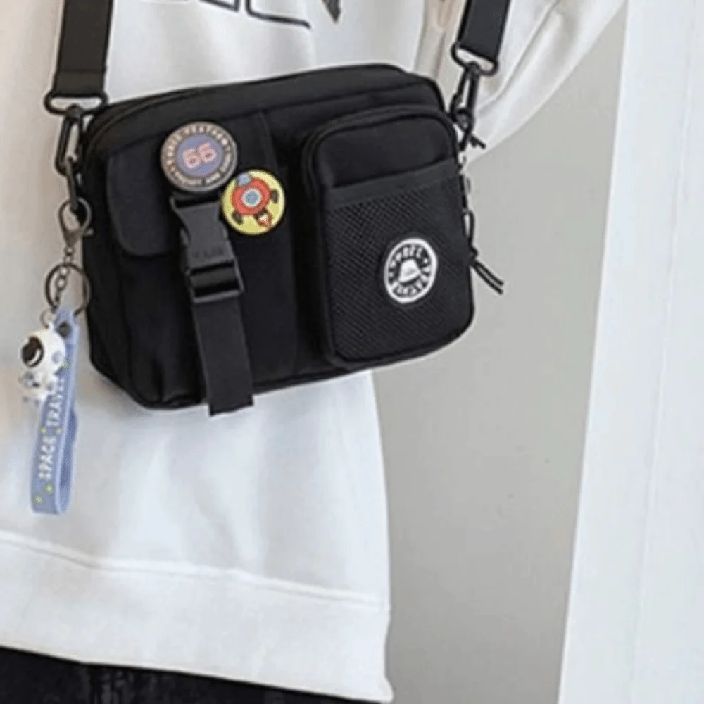 

Модная быстросохнущая парусиновая сумка на плечо с подвеской в стиле Харадзюку, мужская сумка через плечо, повседневная сумка для мобильного телефона, унисекс