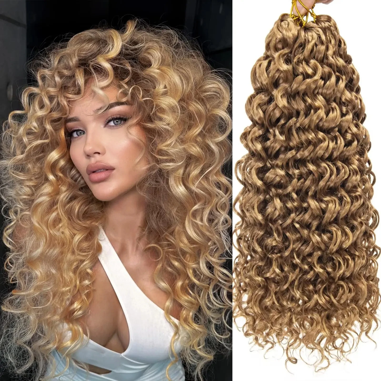 Honey Blonde Small Spirals Curly Feather 100% Human Crochet Hair Extensions Knotless Pre-Separated Curls Blonde Crochet Hair