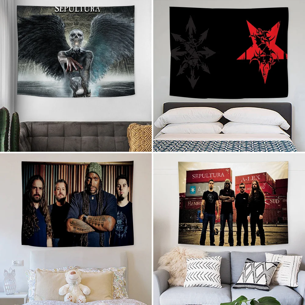 

s-Sepulturas Tapestry Decoration party Background Hanging Cloth Bedroom Tapestry Room Decor Aesthetic