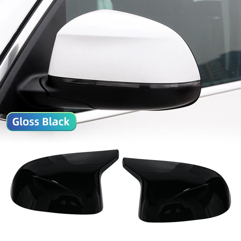 غطاء مرآة جانبية للرؤية الخلفية للسيارات BMW F25 X3 F26 X4 F15 X5 F16 X6 2014 2015-2018 نمط ألياف الكربون الأسود اللامع #5