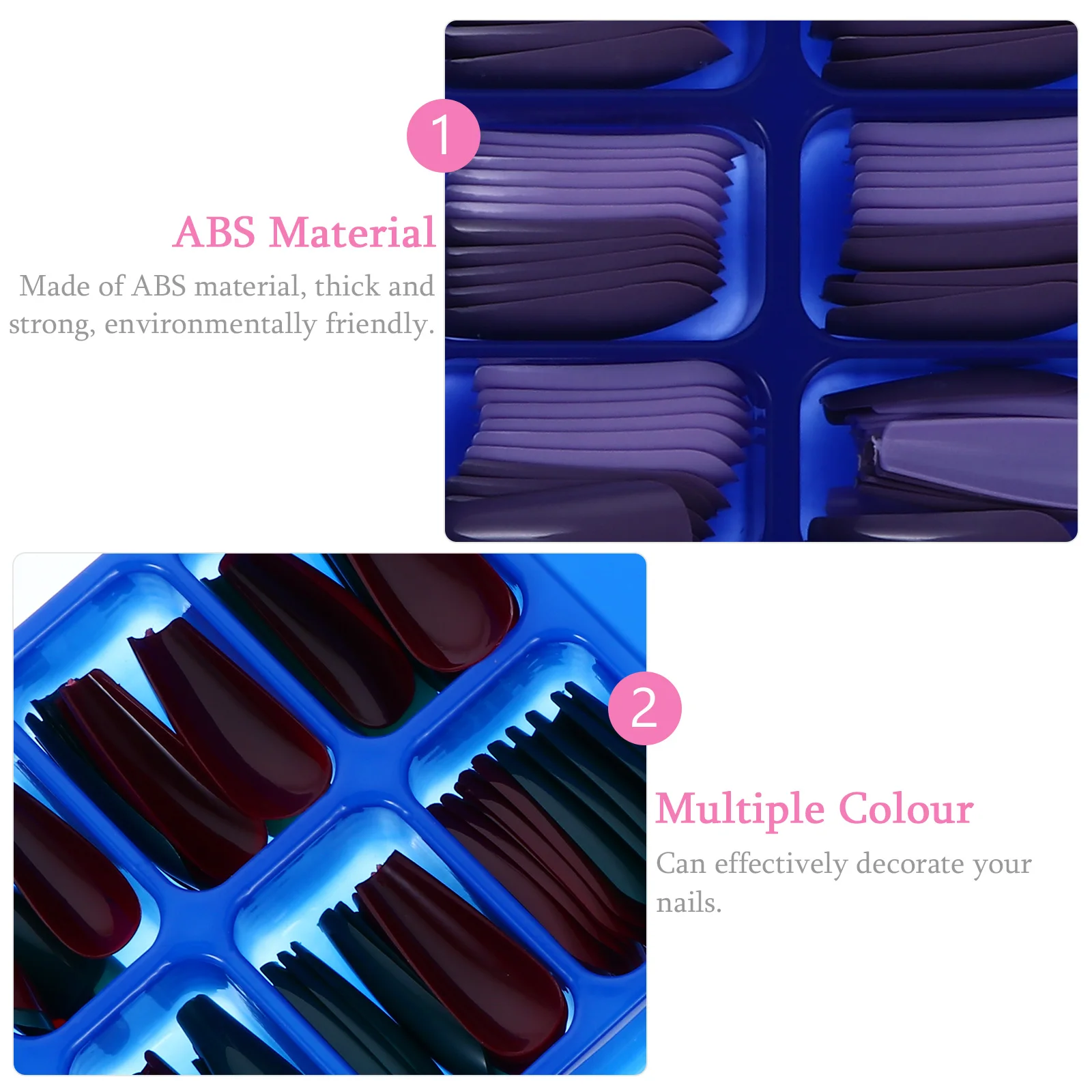 

Long False Nails 2 Boxes Colorful Artificial Nail Set Decorative DIY Manicure Long Lasting Durable Safe Nail Art Craft