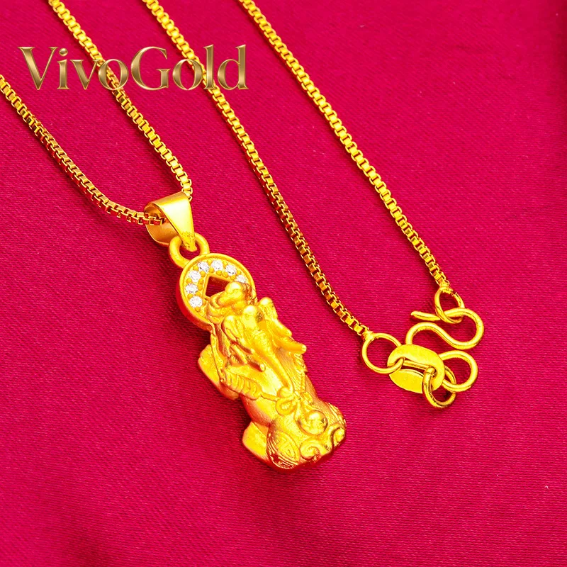 

Золотое колье VivoGold 24K с изображением Пи Сю, из чистого золота AU999, изысканной и гибкой трехмерной формы, с тонкой цепочкой.