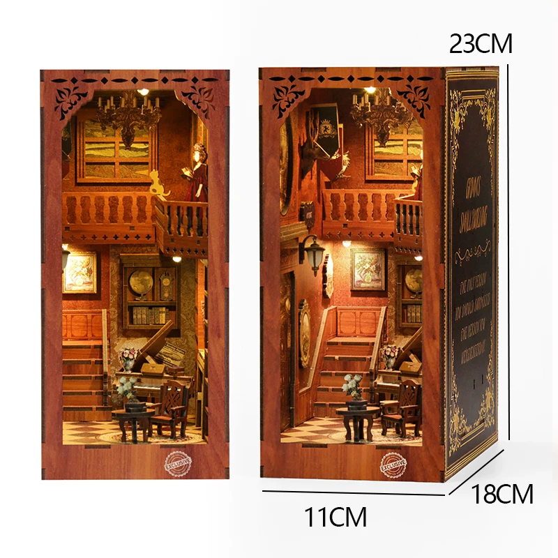 DIY Houten Boekenhoekje Insert Kit Poppenhuizen Bouwspeelgoed Boekensteunen Boekenplank Decor Poppenhuizen Speelgoed Voor Kinderen Kerstcadeaus