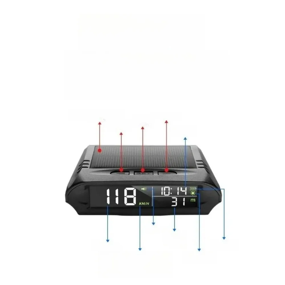 Para coche con energía Solar GPS HUD Head Up Display velocímetro con velocidad tiempo altitud brújula accesorios universales par