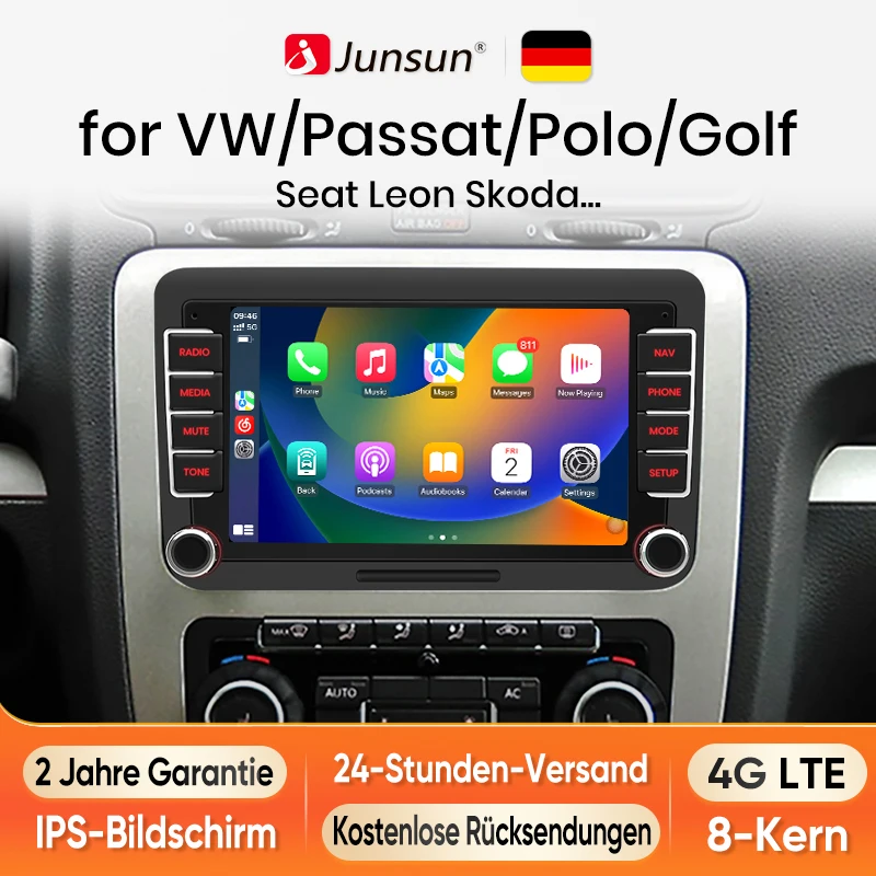 Junsun Android Radio Autoradio For VW Volkswagen Seat Leon Passat B6 Car Stereo for Apple Carplay Multimedia GPS FM RDS Germany