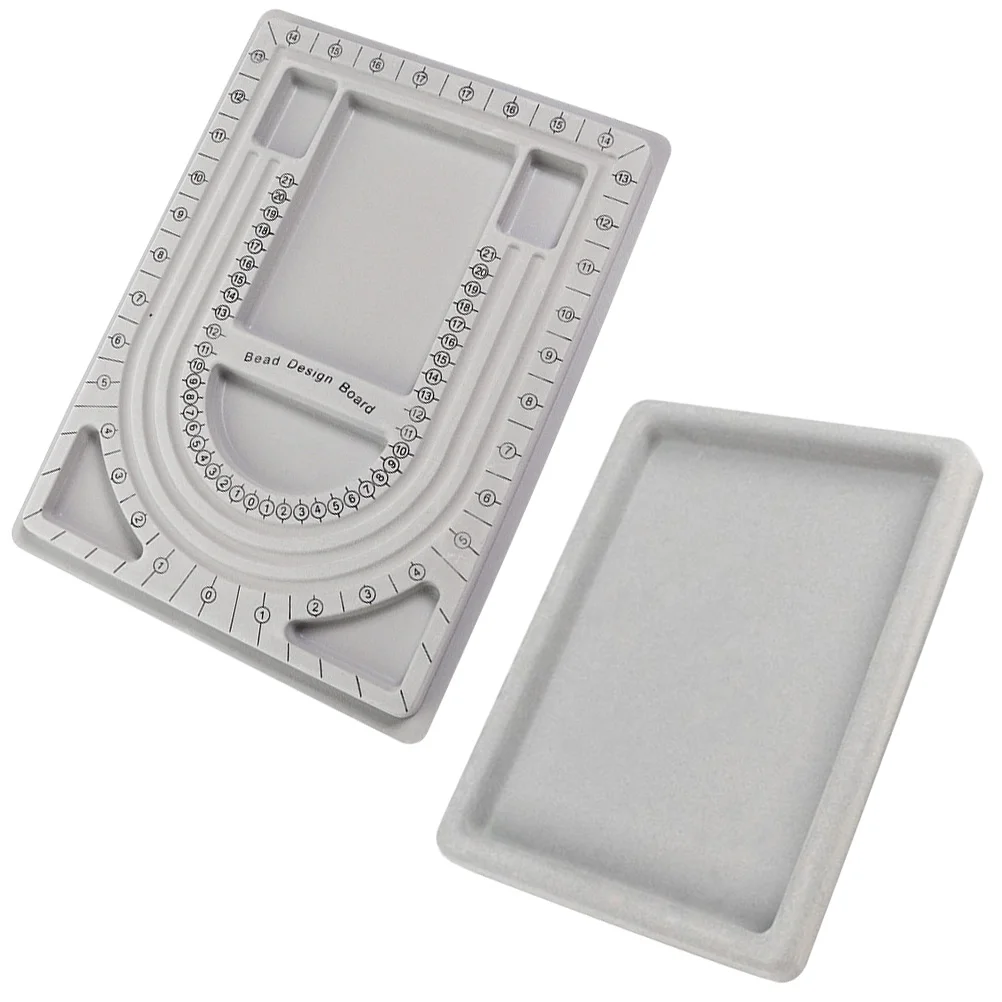 

2 Pcs Charms for Jewelry Making Beaded Design Storage Necklace Bracelet Board Light Grey Plastic Beads