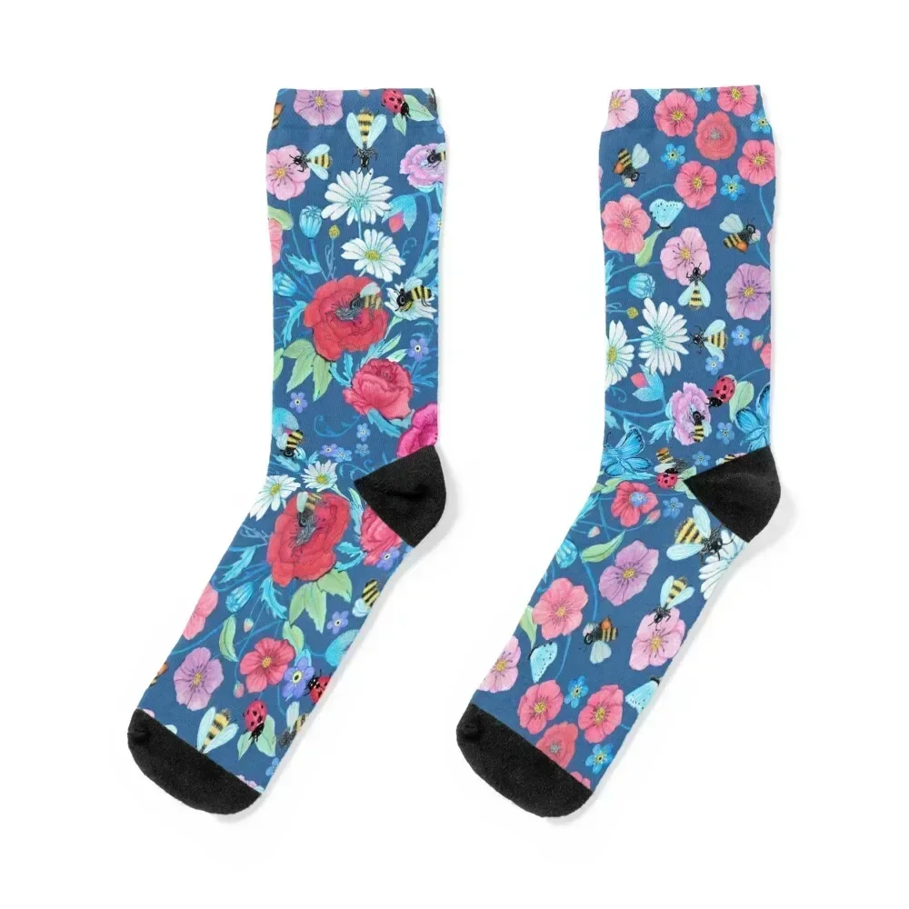 Honey bee, Summer Floral Socks japanese fashion halloween snow Wholesale Designer Man Socks Women's