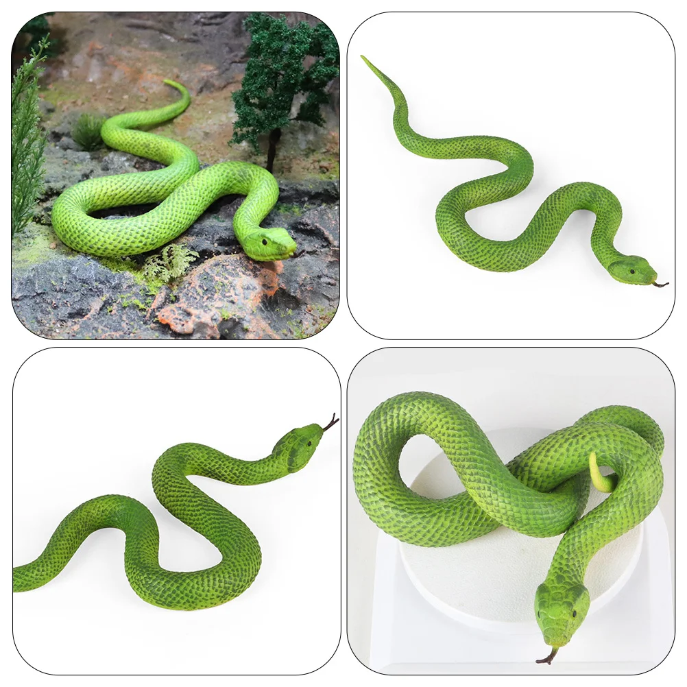 Simulated Snake Model Decorative Snake Figure Prank Prop Fake Snake Toy (Green) emulated snake model desktop adornment