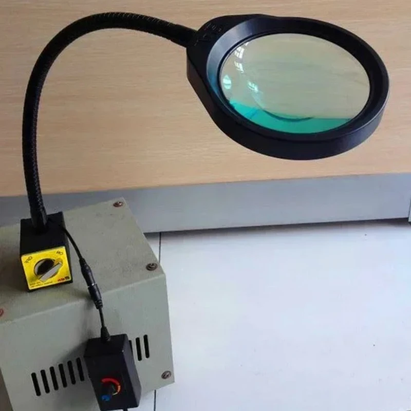 Loupe magnétique avec lampe lumineuse 5X avec Base magnétique, Loupe réglable pour machines Led, outils magnétiques