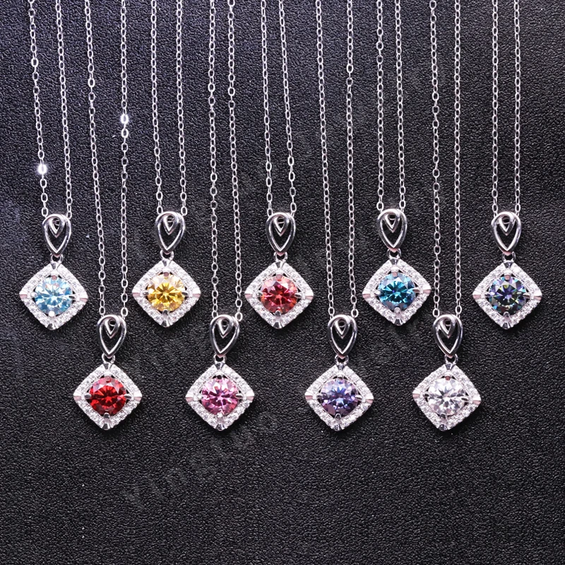 

Moissanite Necklace With GRA Certificate 1ct Link Chain Cushion Pendants Luxury Wedding Jewellery Gifts