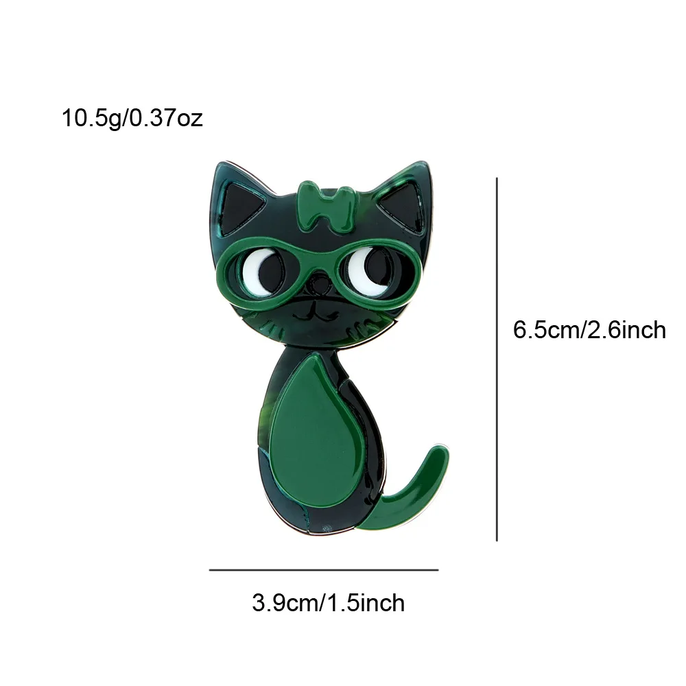 New Handmade Wear Glasses Cat Acrylic Brooch for Women Animal Cartoon Cat Pins and Brooches Badges Fashion Shirt Jewelry