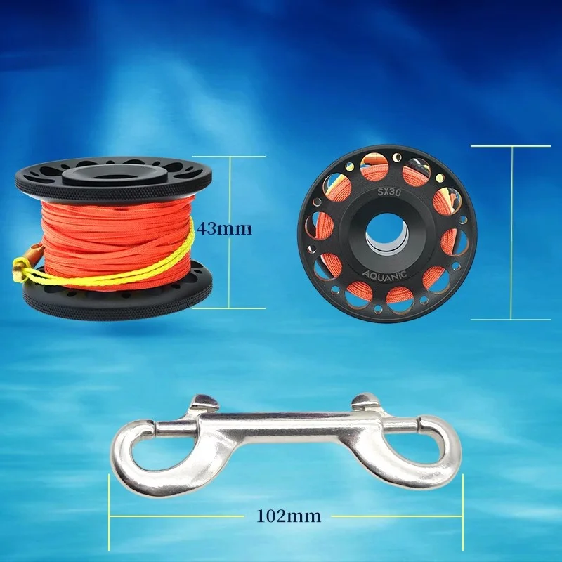 علم نايت سكوبا للغوص مع محور عجلة من سبائك الألومنيوم وسلك مسطح مضاد للالتفاف بطول 30 متر للرياضات تحت الماء والأنشطة الخارجية