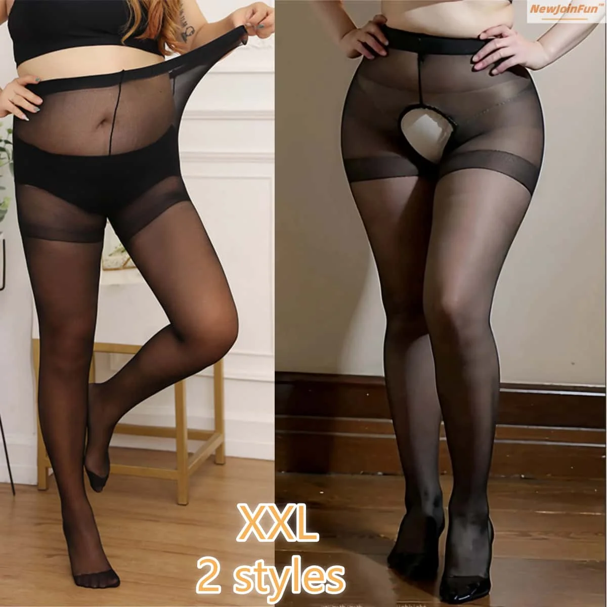 Collants sans entrejambe pour femmes, collants ouverts, grande taille, sexy, fins, surdimensionnés, 15D