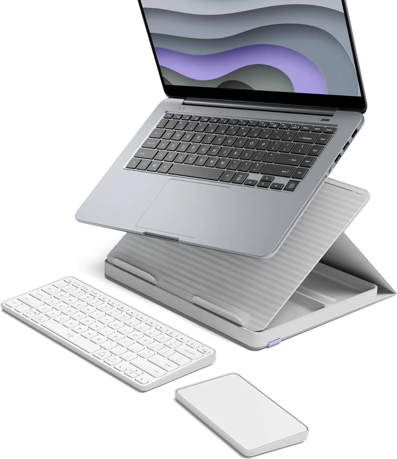 Laptop Stand, Wireless Keyboard & Touchpad, Bluetooth, USB C Charging, for Laptop/MacBook (10” to 17”)