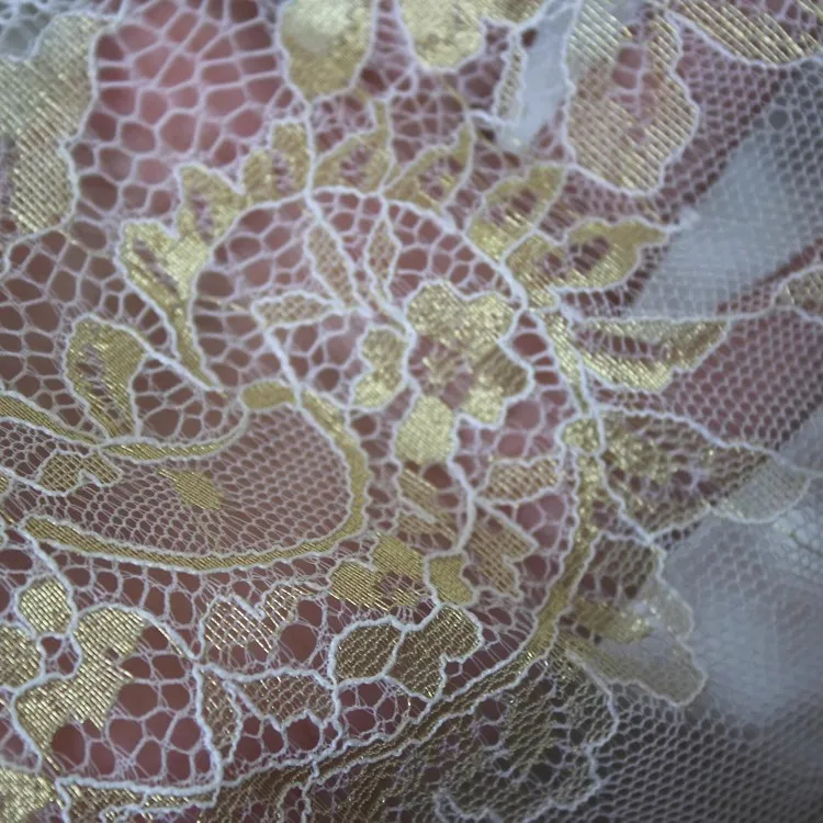 1.5 Meters Wide Gold high-end eyelash lace fabric DIY dress veil sewing decoration splicing accessories 3M long 2025