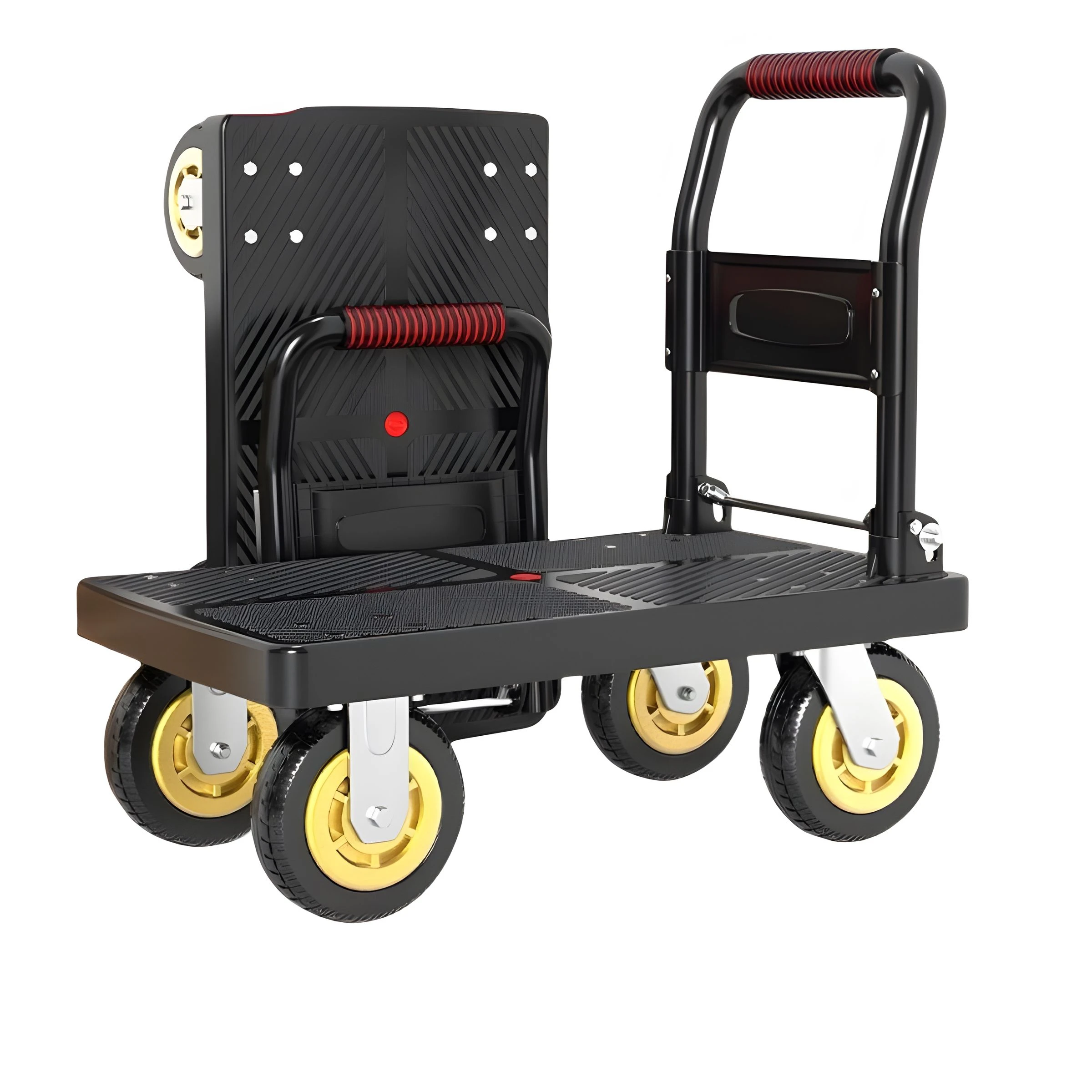 72x48cm 60-360kg Hand Carts Trolleys Foldable Flatbed Handling Vehicle Silent Cargo Pulling Household Material Handling Tools