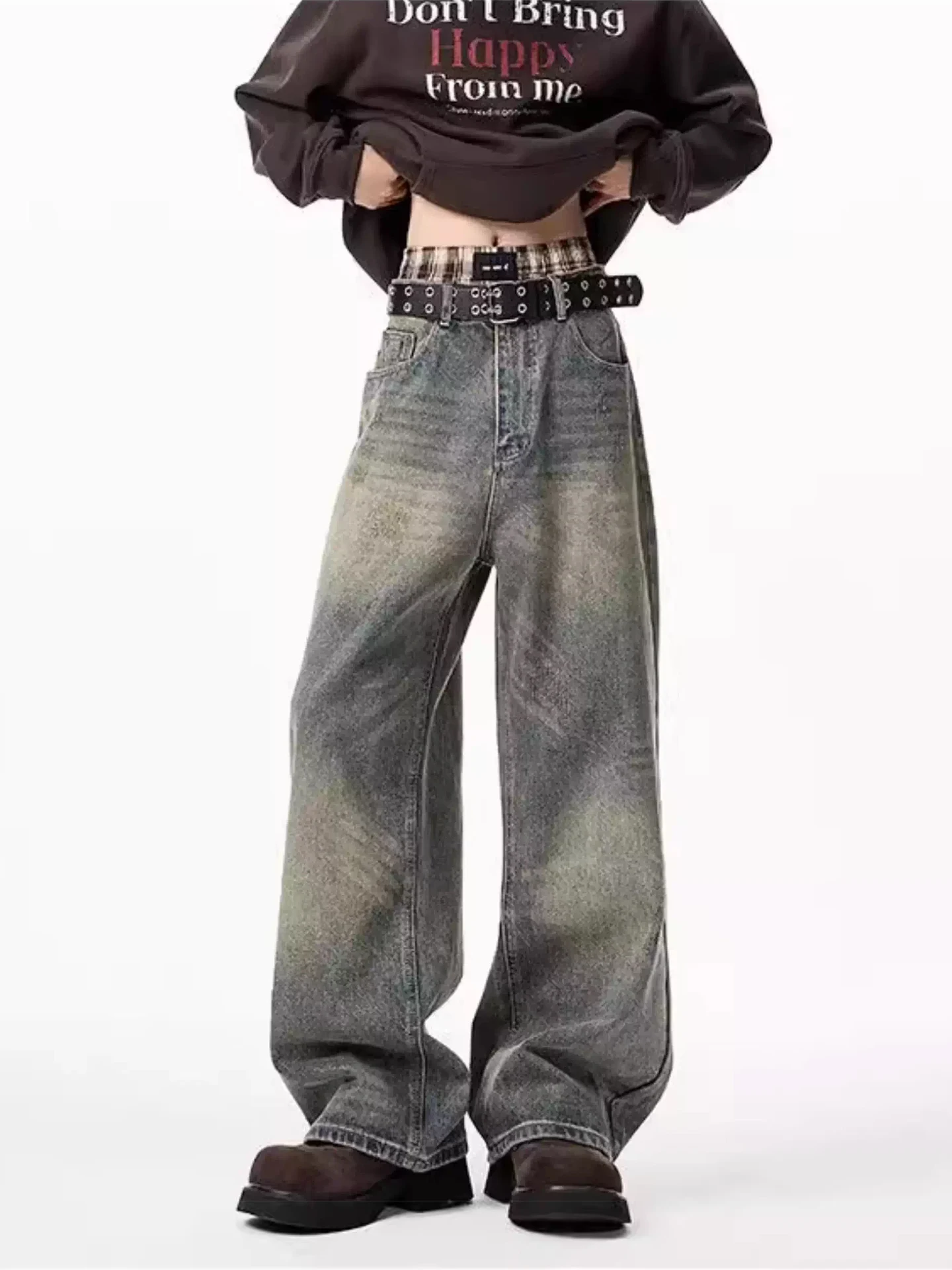 

Washed American Retro Men's Jeans Spring Autumn Loose Micro Flared Pants Versatile Casual Wear Winter Comfortable Fit Jeans