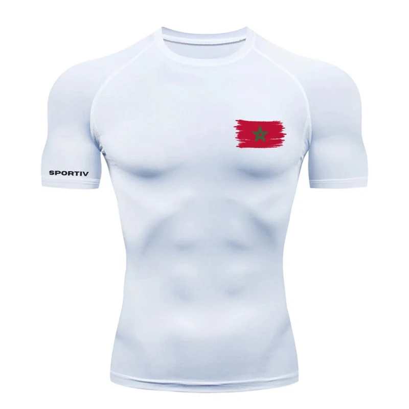 ธงพิมพ์แขนสั้นเสื้อสําหรับชายรักชาติกีฬาเสื้อยืด Tops ฤดูร้อนด่วนแห้งออกกําลังกายวิ่ง Tees