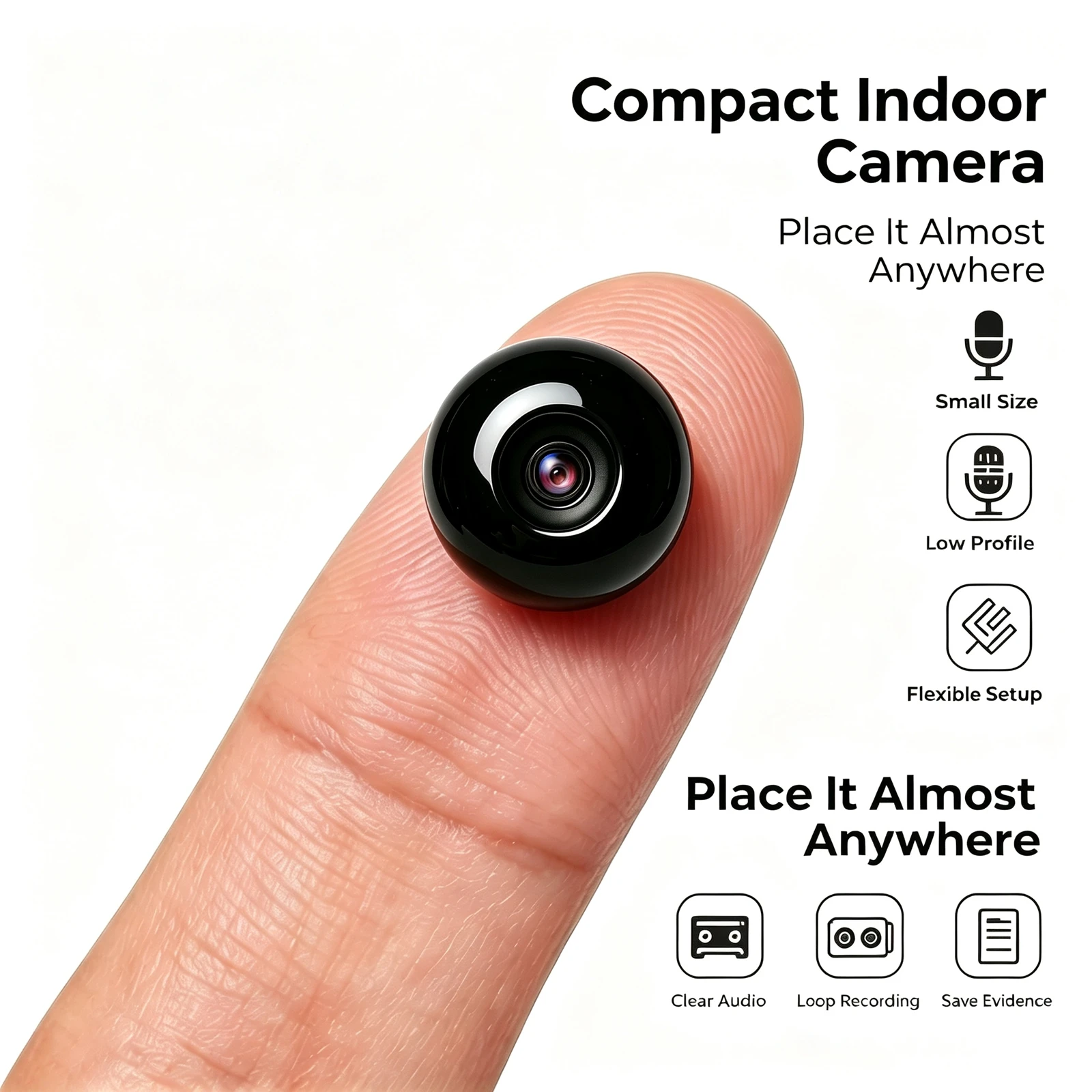 V12  Portable Tiny WiFi Security Camera, 120° Wide‑Angle Indoor Surveillance Device, Night Vision, Motion Detection Push Alerts, Two‑Way Audio & Remote Live Monitoring via Smartphone App for Home, Pet & Nanny Care