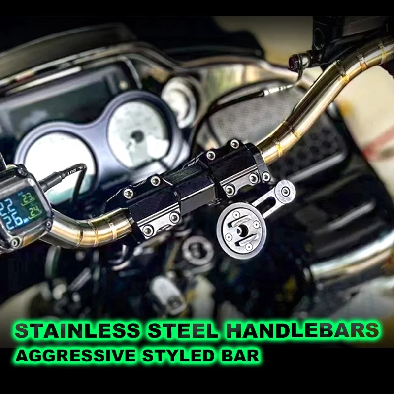 Stainless Steel 5inch Welded Handlebar with Handle for Touring Softail Road Glide 1inch Diameter Motorcycle Accessories