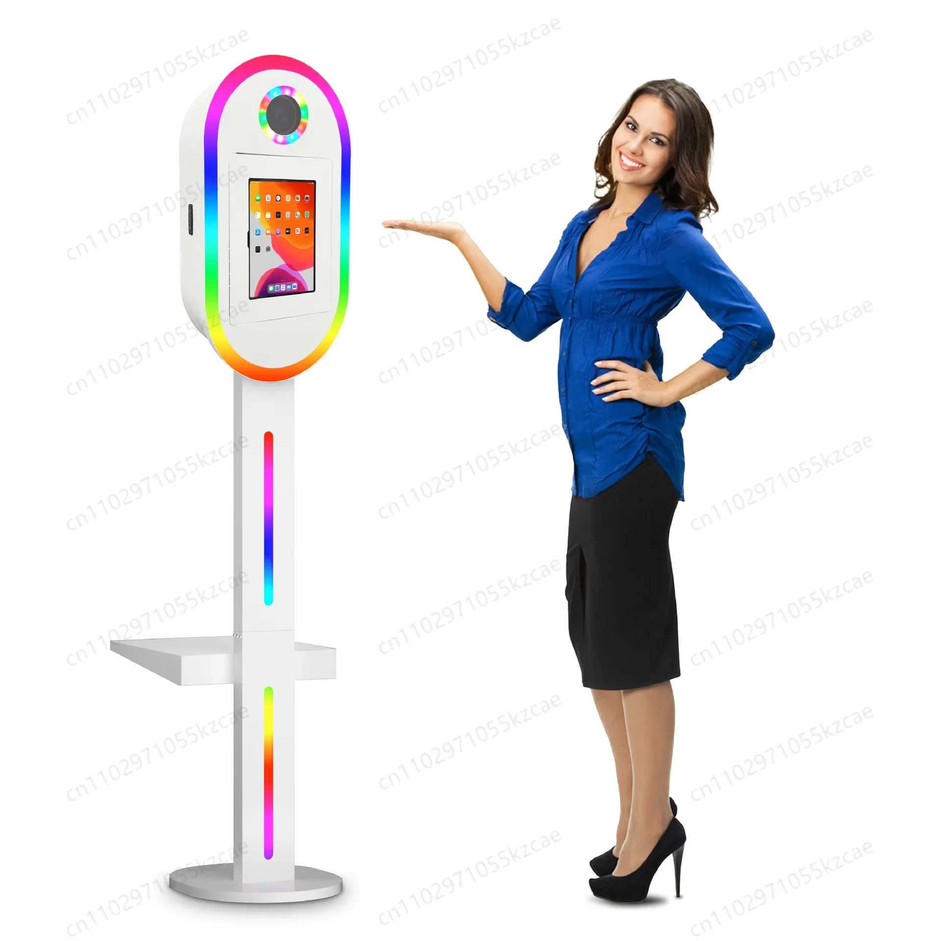 Elliptical Photo Booth Machine, Professional DSLR Camera & Printer All-in-One for Wedding Events