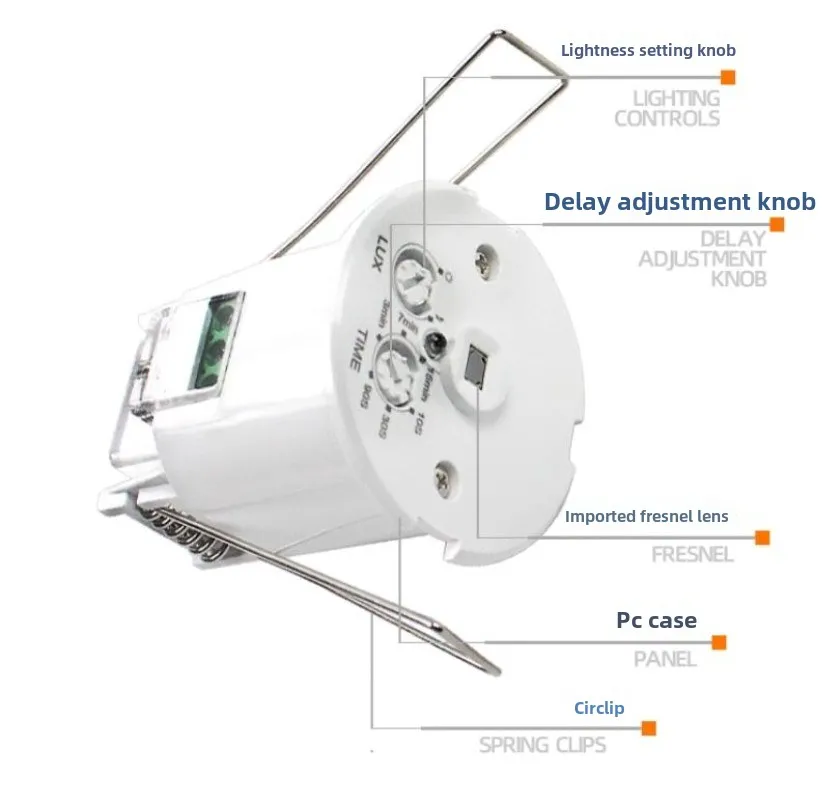 DC12V-24V Mini Recessed PIR Ceiling Occupancy Motion Sensor Detector Switch with Dry Contact Output