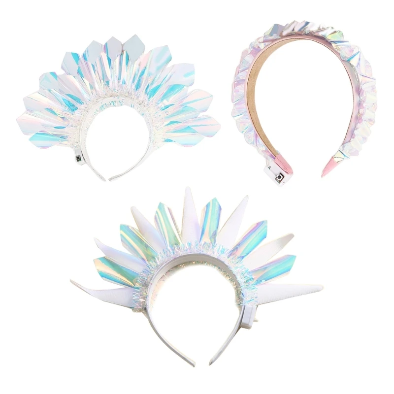 Delicate Luminous Colorful Film Hairband Christmas Glowing Colorful Film Headband for Woman Girls Performances Hairband