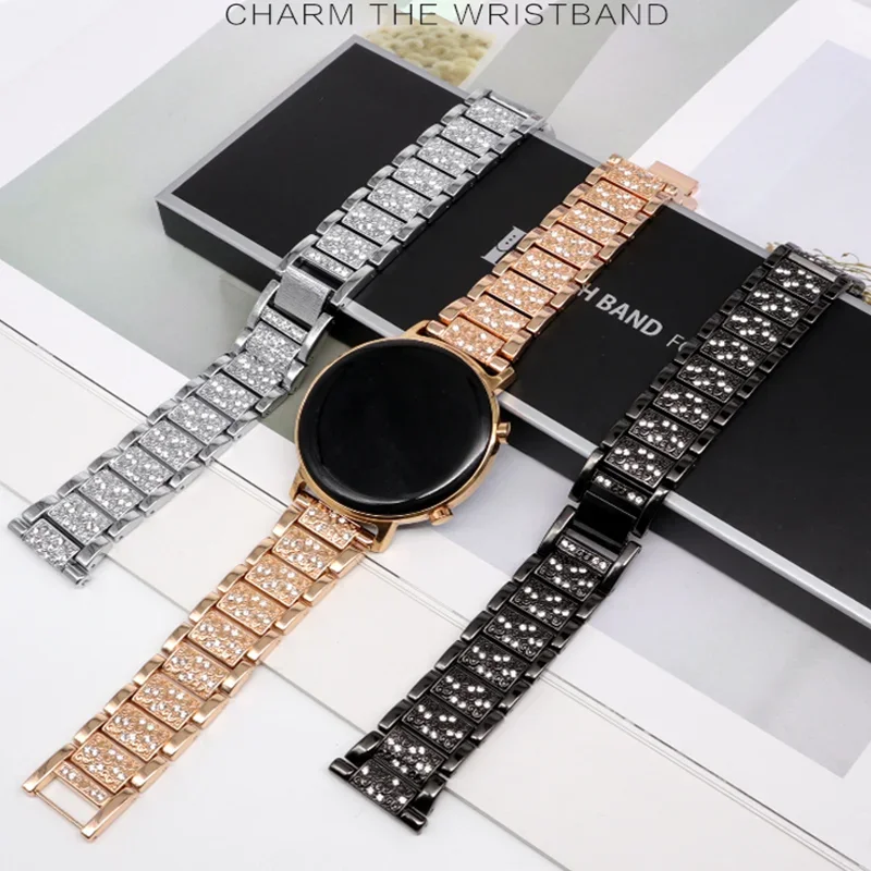 Diamond Strap for Samsung Galaxy Watch 6/4/Classic/5/pro/Active 2 40 44mm Metal 20mm 22mm Link Bracelet Huawei Gt 2e-3-pro Band