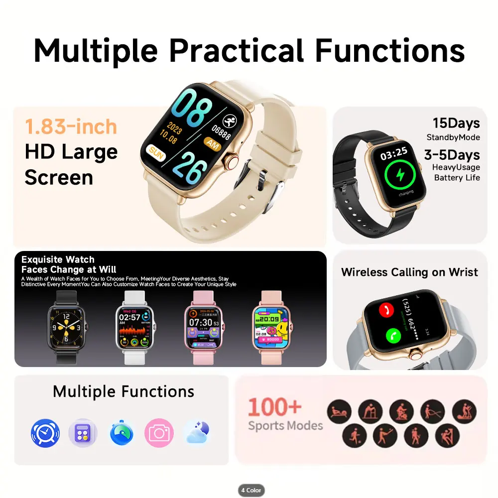 ساعة ذكية رقاقة طاقة منخفضة للغاية لـ Andorid/IOS بلوتوث مكالمة تحكم بالموسيقى مساعد صوتي رياضي جسم معدني هدايا عيد الميلاد